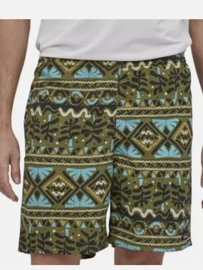 New Patagonia Mens Baggies 7" Shorts Mangrove Tiki Palo Green Nylon Size Small